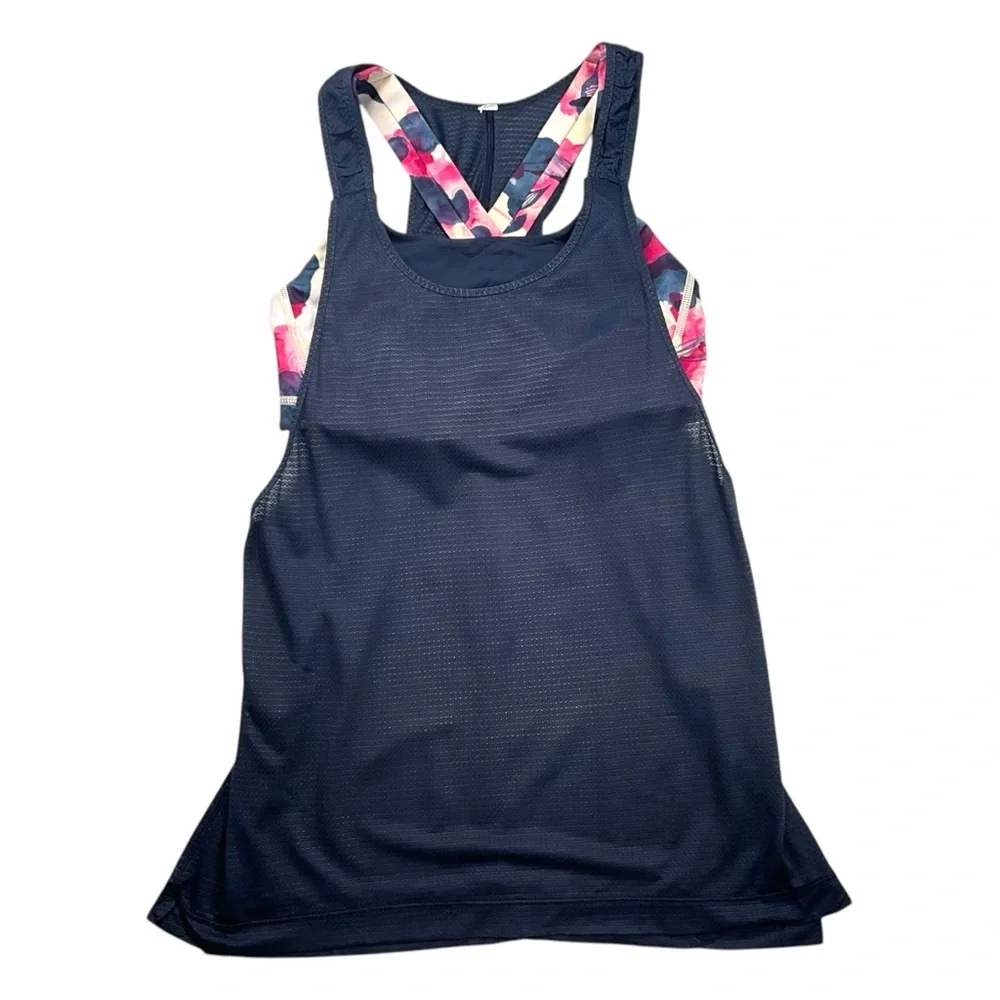 Lululemon Stash It Tank Inky‎ Floral Ghost Inkwell Bumble Berry Size 6